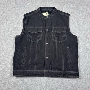 Highway 21 Vest Mens 3XL Black Denim Full Zip Button Lined Motorcycle Street
